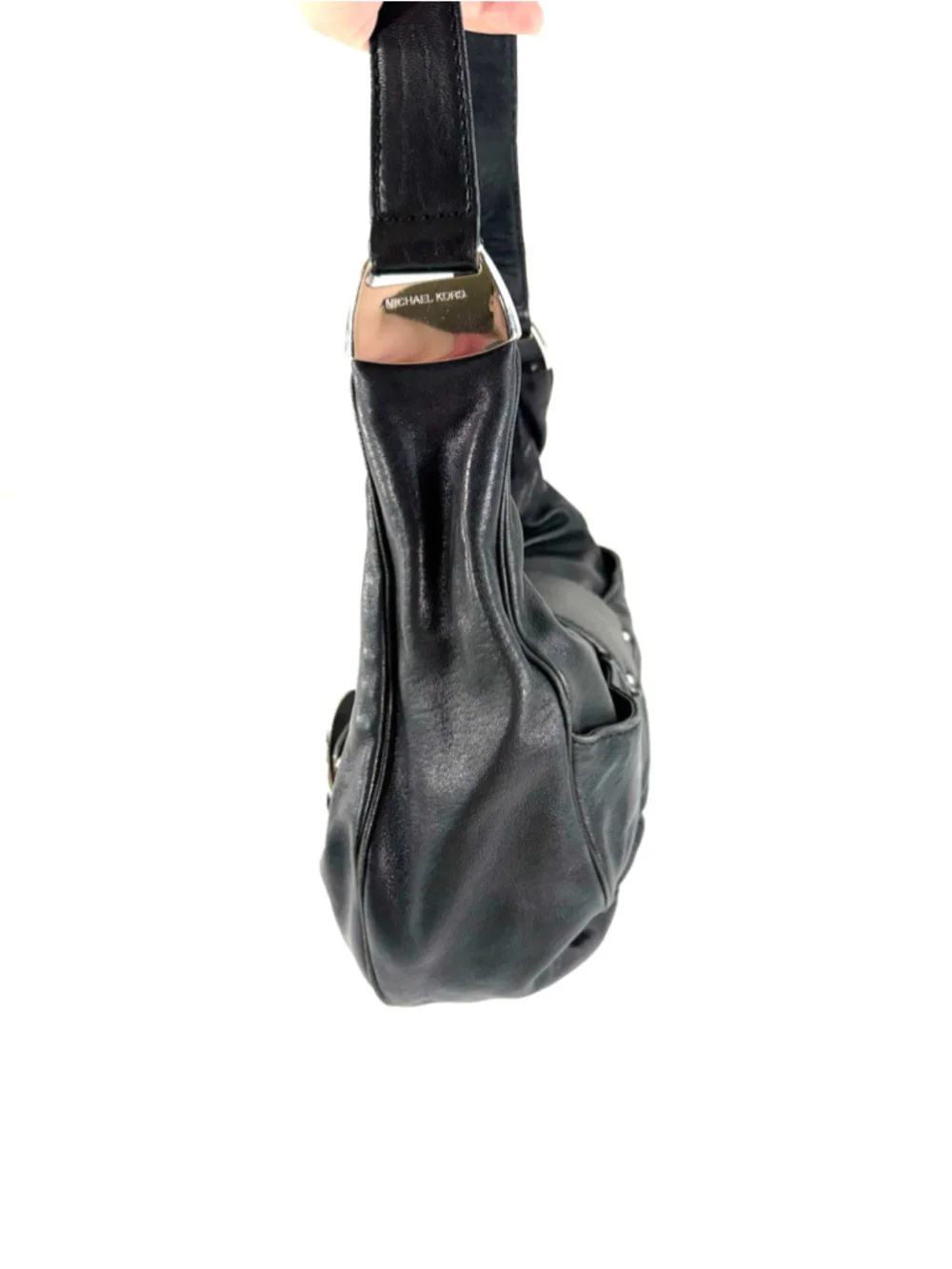 MICHAEL KORS Morgan Black Leather Hobo bag Purse vintage Y2K